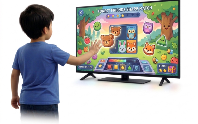 Child playing an Eduzo game on TV